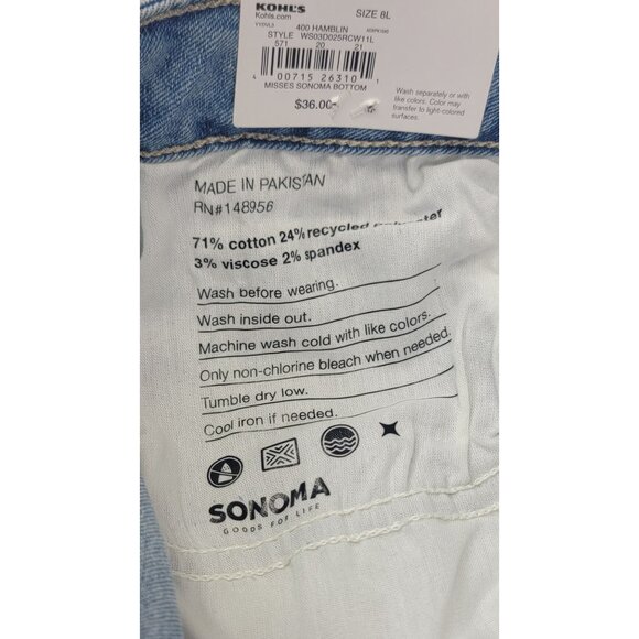 Sonoma Jeans Blue High Rise Curvy Straight Womens 8L New with Tags - Picture 5 of 8